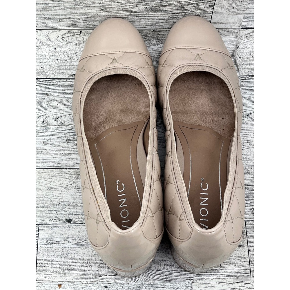 Vionic Ruby Beige Quilted Leather Patent Cap Toe … - image 10